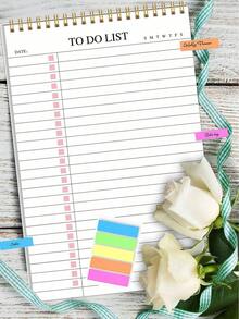Valentine's Day 1pc Minimalist To-Do List Daily Planner,+3 S Stcikers,A5 Undated Spiral Daily Task Notebook With Simple Checkbox Layout, Weekly Tracker & Date Section,Ideal For School, Office Or Home Use, Back To School Supplies , Christmas Gifts - 淡紫色 - 查看 15