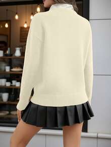 Áo len nữ dáng dài cổ tròn họa tiết gấu hoạt hình màu mơ, thích hợp mặc đi chơi và dạo phố, phong cách Y2K, áo nữ thanh lịch, trang phục đêm giao thừa, sinh nhật, mùa xuân, lễ hội, ngày lễ, áo dự tiệc, trang phục đi du lịch, kỳ nghỉ. - Màu be - Xem 5