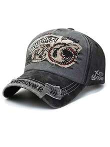 1pc Polyester Street Style Unisex Baseball Cap, Vintage Washed Cotton, Korean Fashion, Embroidered, Sun Protection, Suitable For Spring, Autumn, All Seasons - A - View 6