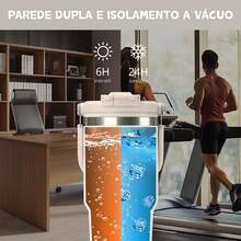 TYESO 1050ml (35 Oz) Vacuum Insulated Water Bottle With Handle, Stainless Steel Coffee Mug With Leak-Proof Lid And Straw. 100% Leak-Proof, Keeps Drinks Hot/Cold For 24 Hours Or Hot For 10 Hours. Suitable For Water, Iced Tea, Coffee, Smoothies And Other Beverages. Available In Various Colors. The Perfect Choice For Festive Or Birthday Gifts. - Marrom - 查看 5