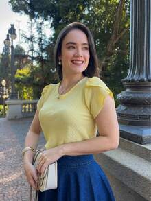 Women's Blouse/Sshirt With Princess Sleeves, Duna Plain, Casual Fashion, Vacation, Summer - 黃色 - 查看 5