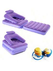 1 pezzo Divano gonfiabile da esterno, divano letto pieghevole e comodo, poltrona reclinabile portatile per tempo libero domestico, campeggio all'aperto, pisolino in ufficio, letto per ospiti temporanei, design creativo, pieghevole compatto - Viola - Visualizzare 6