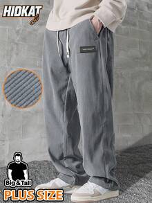 Hidkat 加大码男士灯芯绒休闲裤，抽绳腰带，适合日常休闲穿着