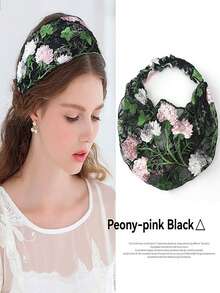 1 pieza Pañuelo para el cabello con bordado de moda para mujeres, diadema de encaje de borde ancho para cubrir el cabello blanco, accesorios para el cabello tipo turbante, diadema bohemia, diadema deportiva, banda para el cabello de otoño e invierno para atuendos de vacaciones para mujer, pañuelos suaves para la cabeza - Multicolor - Ver 9