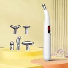 All-In-One Electronic Acupuncture Pen For Muscle Relaxation - Ergonomic Design, 9 Adjustable Levels, Pulse Massager With Multiple Massage Heads, Digital Display, Rechargeable Lithium Battery USB Portable Device For Hands, Legs, Neck And Back - White - View 3