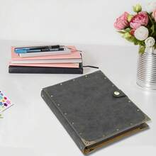 Leather Scrapbook Memories Photo Album 60 Pages, Vintage Photo Scrap Book Travelling Journal Scrapbook Mothers Day Gifts For Mom Family Scrap Book,Gray - Gray - 查看 3