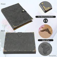 Leather Scrapbook Memories Photo Album 60 Pages, Vintage Photo Scrap Book Travelling Journal Scrapbook Mothers Day Gifts For Mom Family Scrap Book,Gray - Gray - 查看 5