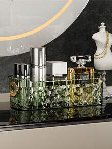 3 PiecesCosmetic Organiser Set: Light Luxury PET Desktop Transparent Dressing Table Organiser Luxurious Rectangular Cosmetic Storage Box, Lightweight Plastic Countertop Cosmetics And Skincare Organiser - Multicolor - View 5