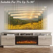 [2 Packages Shipping]80"Fireplace TV Stand With 36" Electric Fireplace, Stainless Steel Pipe, Modern 80 Inch 2 Tier TV Console Stand For TVs Up To 80", LED Light Entertainment Center With Storage Cabinets - 查看 6