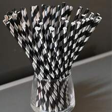 25/100 قطعة من القش الورقي المخطط بالذهبي والفضي بأبعاد 6*197 مم | مجموعة من القش الورقي المخطط بالذهبي والفضي لحفلات عيد الميلاد والزفاف والاحتفالات والحلويات والمشروبات، أكسسوارات استهلاكية، ديكورات عيد الميلاد - متعدد الألوان - مشاهدة 4