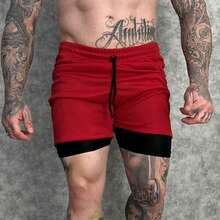 Kit Of 2 Men's UV DryFit Athletic Shorts For Gym, Training, And Running - KIT 2 Red Black - View 3