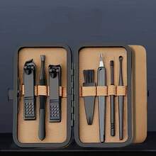 16pcs Dormitory Nail Trimming, Manicure, Eyebrow Shaping Brown Leather Set Snap Nail Art Tools Set Stainless Steel Cuticle Nippers Cutting Kit Professional Nail Clippers Pedicure Manicure Beauty Tools