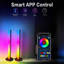 AMILL 2pcs Smart LED Light Strip, RGB Night Light With Button And APP Control, Music Synchronized Backlight For Game TV Bedroom Decoration, USB Power Supply, Desktop Lamp - Colored Light - View 4