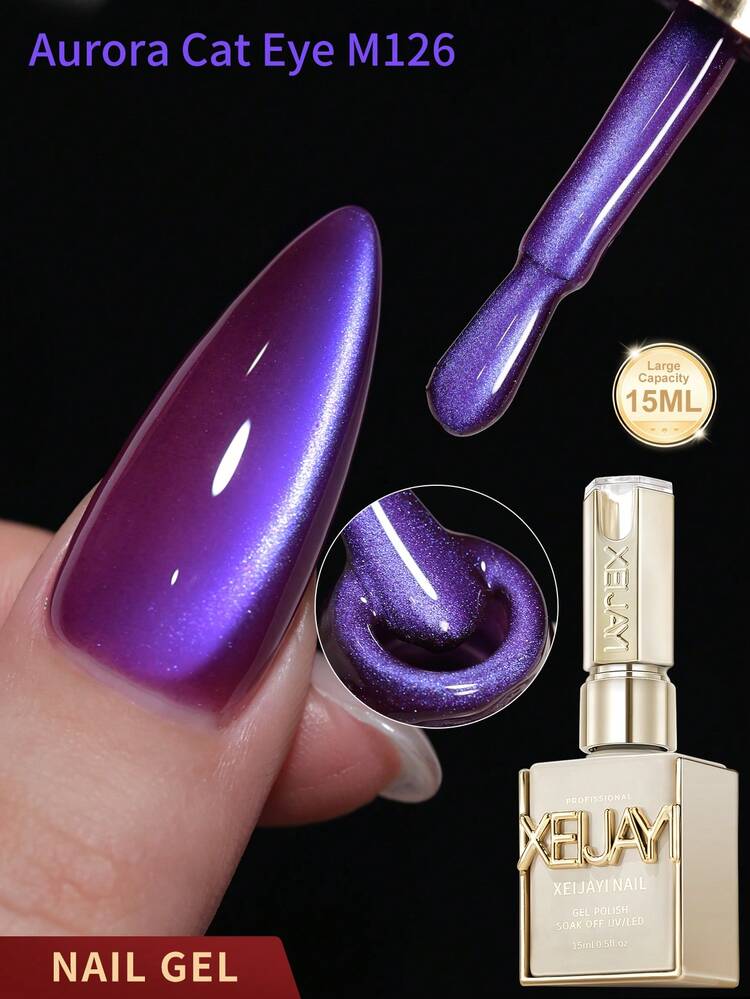 XEIJAYI 1pc 15ml Cat Eye Magnetic Gel Nail Polish - Cat Pattern