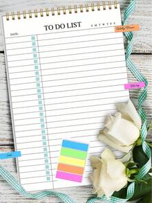 Valentine's Day 1pc Minimalist To-Do List Daily Planner,+3 S Stcikers,A5 Undated Spiral Daily Task Notebook With Simple Checkbox Layout, Weekly Tracker & Date Section,Ideal For School, Office Or Home Use, Back To School Supplies , Christmas Gifts - 淡紫色 - 查看 13