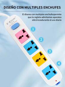 2 Piezas Extensión Eléctrica Uso Rudo Reforzada,Regleta multicontactos electricos con 4 salidas, Regleta Multicontacto, Protector de Sobretensión, Puerta de para niños, Cable de Extensión,110V-220V, un enchufe de pared, fácil de transportar, adecuado para uso doméstico, oficina y viajes. - 2 piezas - Ver 6