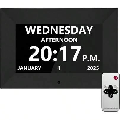 HAWT7 Inch Digital Alarm Clock With Date And Day Of Week For Seniors-20 Alarms 20 ReminderAuto DST 2026 Calendar Auto Dimmable Perfect For Elderly