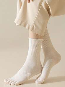 4 pares de calcetines de dedo para mujer de unicolor, antibacterianos, antideslizantes, transpirables y cómodos, versátiles para uso diario - Multicolor - Ver 7