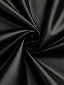 GLOURI Women's Black PU Leather Jumpsuit - Long Sleeve Ruched Bodycon With Flared & Slit Legs | Edgy Nightclub & Party Outfit For Evening Events - 黑色 - 查看 10