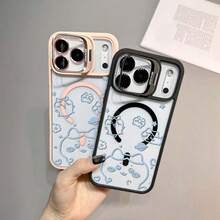 Light Blue Cat Planet Star Flower Heart Pattern Cute Cartoon Style Phone Case Painted Phone Case Magnetic Wireless Charging Soft Silicone Protective Case Magnetic Liquid Silicone Protective Case Suitable For Iphone 17 16 15 14 13 12 Pro Pro Max Plus Air - 灰色 - 查看 3