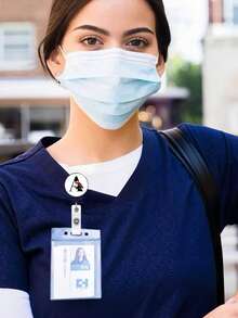 1pc Retractable ID Badge Reel With Clip, Rotary Clasp Fit For A-Z ID Cards, White Glass Keychain, Suitable For Nurses, Doctors, Office Supplies, Back To School Identification, Meaningful Gift For Halloween, Christmas, Valentine's Day, New Year For Friends, Colleagues, Teachers, Elders