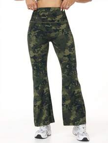3 Pieces Of Spring And Summer Outdoor Sports Bell Bottoms, Printed Women's Casual Wide Leg Pants, Solid Color High Waist Tight Yoga Tight Pants, Slim And Elastic Short Tight Pants, Lightweight Fabric, Women's Outdoor Hip And Belly Lifting Pants - Nhiều màu - Xem 7