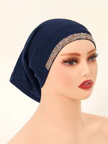 1 chiếc mũ ống đính đá màu trơn dành cho nữ, khăn trùm đầu bằng vải jersey, khăn bandana, khăn thời trang đính kim cương, phụ kiện hijab, mũ hijab, đa năng cho trang phục hàng ngày, mọi mùa, mùa hè, đi biển. - Màu trơn - Mũ đính đá - Xem 19