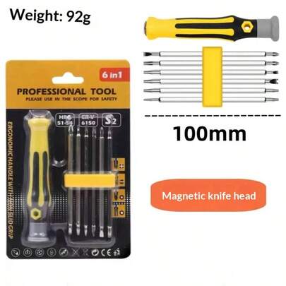 6 In 1 Screwdriver Set Precision Magnetic Screwdriver Set Hexagonal Plum Y-Shaped U-Shaped Triangle Repair Hand Tools Kits Screwdriver Set For Type Heavy Duty Star Torx Screwdrivers For V6 V7 V8 V10 V11 DC24 DC40 DC4 DC50 Screw Driver Set