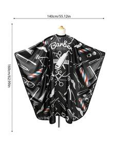 2pcs/Set Hairdressing Tool Combo Set: Hairdressing Cap, Apron, Neck Brush, Hair Cleaning Brush - Professional Large Hairdressing Cap With Hairdressing Tools, Scissors, Comb Pattern, Unisex Adult Black Hairdressing Cap; Men's Salon Cap, Waterproof Hair Styling Cap, Hairstylist Attire - Multicolor - View 6