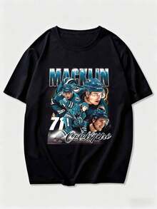 Macklin Celebrini Hockey T-Shirt Retro 90s Design - 黑色 - 查看 1