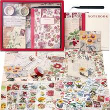 Scrapbooking Supplies Kit, Vintage Botanical Aesthetic Scrapbook Kit Bullet Junk Journal, Stationery, A6 Grid Notebook, Flower Journaling Supplies, Birthday Teen Women - Flower - 查看 1