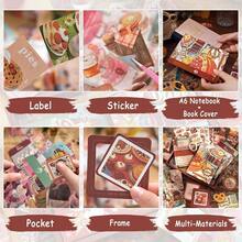 Vintage Scrapbook Kit346pcs Bullet Junk Journal Kit With Journaling/Scrapbooking Supplies, Stationery, A6 Grid Notebook With Graph Ruled Pages, Teen Women - Vintage - Nhật ký thực phẩm - Xem 4
