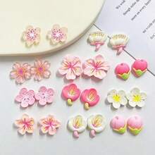 22pcs Creative Resin Decorative Pieces, Cute Flowers DIY Flat Crafts, Suitable For Phone Cases, Shoes, Frames, Earrings, Keychains, Decorations, Holiday & New Year Gifts - Pink - View 7