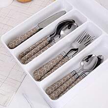 XZGB Kitchen Tools Drawer Organizer Tray Spoon Forks Cutlery Separation Finishing Rack Storage Box 27*17.6*3.5cm White - BlackWhite - View 3