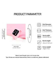 6/1pc Girls Cartoon Heart-Shaped Square Digital Watch + Necklace Bracelet Earrings Ring Jewelry Set Halloween Gift Christmas Gift Birthday Gift