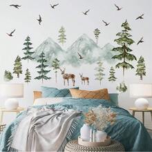 Mountain Wall Decals Large Pine Tree Wall Decals Peel And Stick Forest Tree Deer Birds Woodland Animal Decal Mountain Trees Stickers For  Room Nursery Decor,WoodlandAnimal - 林地動物 - 查看 7
