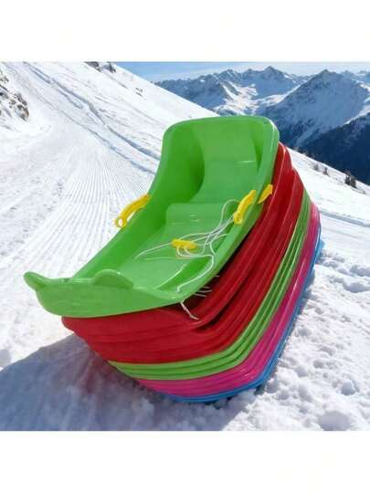 Random Color Adult Sled / Thick Durable Plastic Snowboard / Outdoor Snow Sliding Tool - Winter Leisure Snow Sled