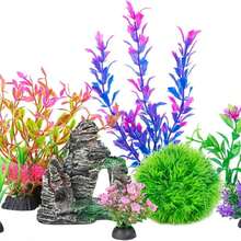 5-Piece Aquarium Decor Set, Artificial Plastic Plants And Rock Cave Hideout,  Decorations For Goldfish, Betta Fish Tanks, Small & Large Fish Bowls - Multicolor - View 3