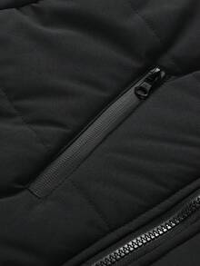 Men's Waterproof Down Jacket, Warm Thickened Fleece Quilted Coat, Multi-Pocket Design, Winter - Black - View 7