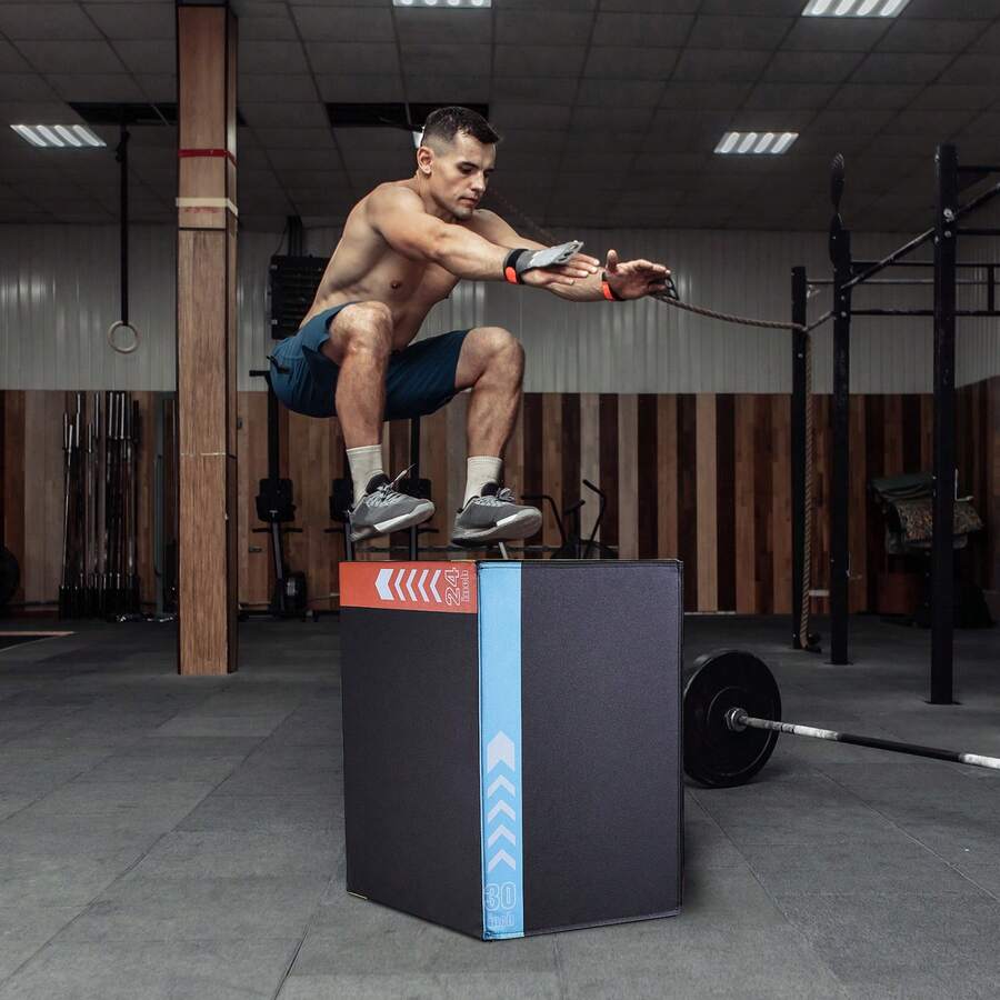 Caja de salto pliométrica 3 en 1, caja de algodón de 30/24/20 pulgadas, plataforma y caja de agilidad de salto, caja antideslizante para ejercicios de fitness para entrenamiento de gimnasio en casa, entrenamiento de fuerza acondicionado, negro - algodón - Ver 1