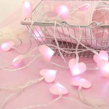 1pc 10/20/40/80 LED 1.5m/3m/6m/10m Fabric Heart Shaped String Lights, Suitable For Valentine's Day, Proposal, Wedding Decoration, Room, Bedroom, Living Room, Party, Holiday Decoration, Birthday, Gift Decoration [No Battery Included] - Fabric Heart - View 11