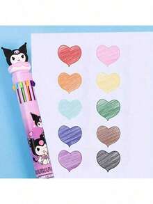 12pcs/Set Sanrio Series Acrylic Gel Pens - Yuguigou, Kulomi, Mileti, Hapag, Hello Kitty - Cute Cartoon Character Retractable Medium Point Pens, Suitable For Office & School Supplies