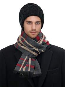 1pc Men's Gentleman Style 30*180cm Simple Warm Scarf, Suitable For Business, Outings, And Daily Wear, Autumn/Winter
