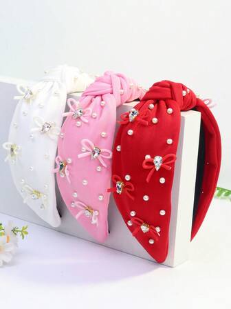 1条女士可爱涤纶蝴蝶结宽发带