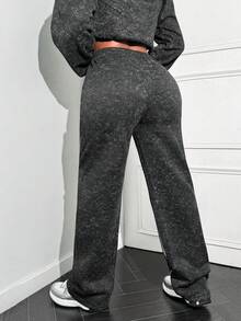 LovelyWholesale Pantaloni sportivi da donna con coulisse e motivo a venature, dritti, per l'autunno quotidiano