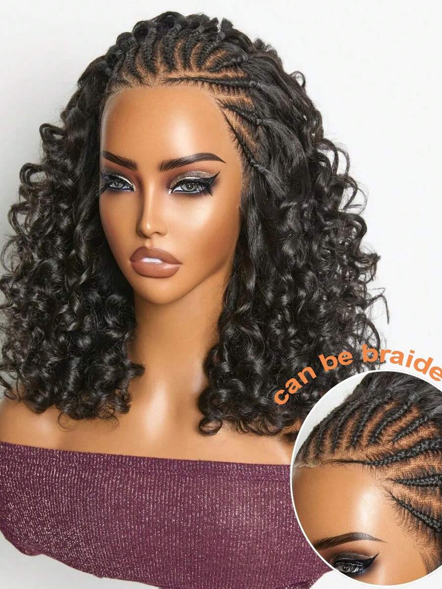 Deep Wave Lace Front Wigs Human Hair 200% Density 13x6 HD Transparent Deep Wave Frontal Wigs Human Hair With Baby Hair(26 Inch) - Natural Black - 查看 1