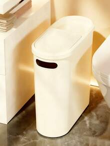 1个带盖浴室转角垃圾桶 - 方形密封防臭设计，创意窄空间垃圾桶，按压式开口，适用于卫生间、酒店、家庭、民宿、厨房、客厅，时尚垃圾桶，适合狭小空间，浴室垃圾桶，家居装饰，浴室装饰及配件，垃圾桶，卧室垃圾桶，浴室必备品，厨房必备品，圣诞装饰