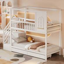 Kids Bed Frames, Headboards & Footboards - White + Wood + 90cm*200cm-1 - View 5