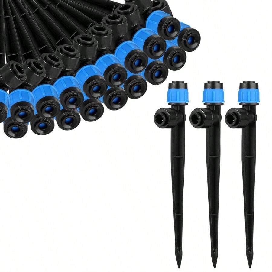 AWYY30 Pcs Drip Irrigation Emitters With - Adjustable Vortex Emitter For 1/4" Drip Line Irrigation Tubing - Drippers Sprinkler Heads For Garden Watering System - Blue - 30個藍色滴水器渦流 - 查看 1