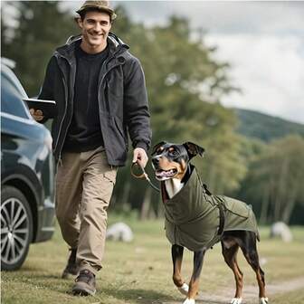 Large Dog Rain Jacket And Windbreaker - Heavy Duty All-Weather Waterproof Coat, Full Coverage With Snap Buttons And Adjustable Straps, Easy To Put On - Suitable For Labrador, German Shepherd, Rottweiler - Ideal For Wet And Dry Outdoor Environments - Great For Training, Travel - Large Dog Pet Apparel, Dog Rain Coat, Dog Raincoat, Dog Rainwear, Dog Raincoat, Dog Rainwear, Medium Dog Raincoat, Dog Raincoat, Dog Rainwear, Dog Quick Dry Raincoat